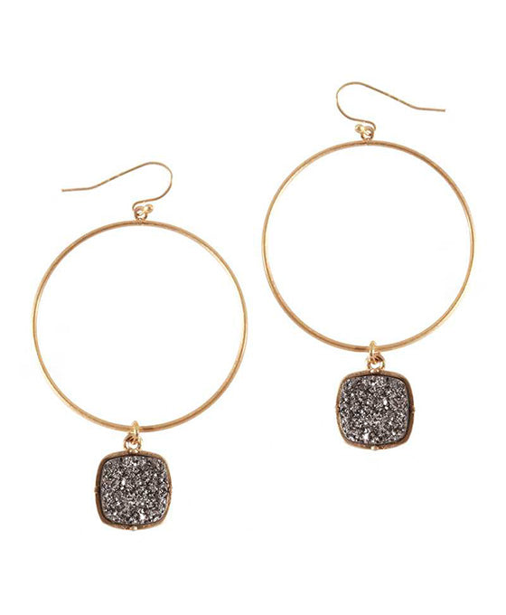 Metal Druzy Round Earring