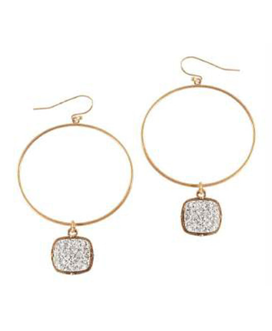 Metal Druzy Round Earring