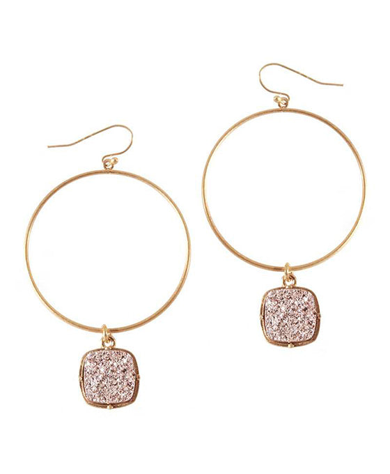 Metal Druzy Round Earring