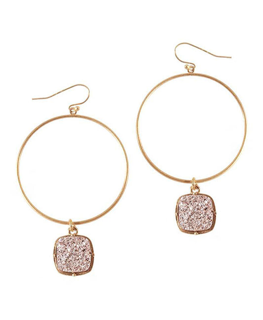 Metal Druzy Round Earring