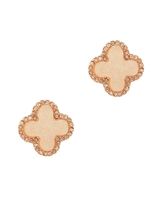 Druzy & Crystal Clover Post Earring