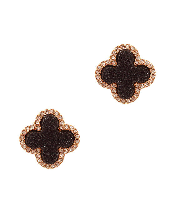 Druzy & Crystal Clover Post Earring