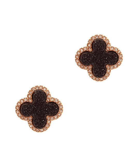 Druzy & Crystal Clover Post Earring