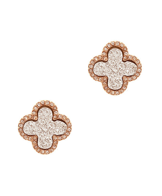 Druzy & Crystal Clover Post Earring