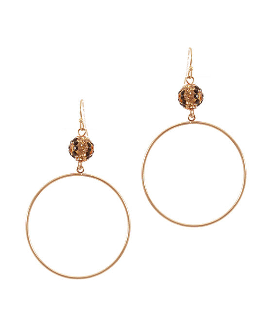 Rhinestone Metal Leopard Round Earring