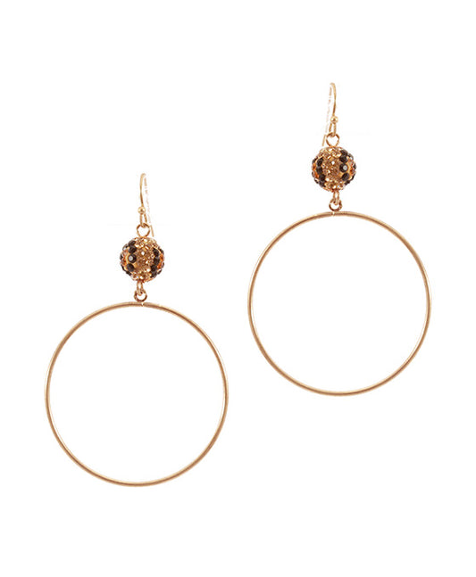 Rhinestone Metal Leopard Round Earring