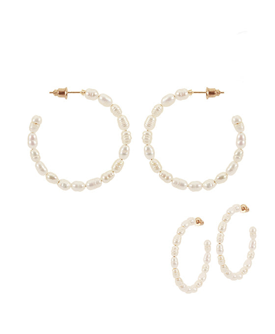 30mm Fresh Water Pearl Hoop Earring
