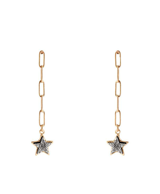 Druzy Metal Link Star Post Earring