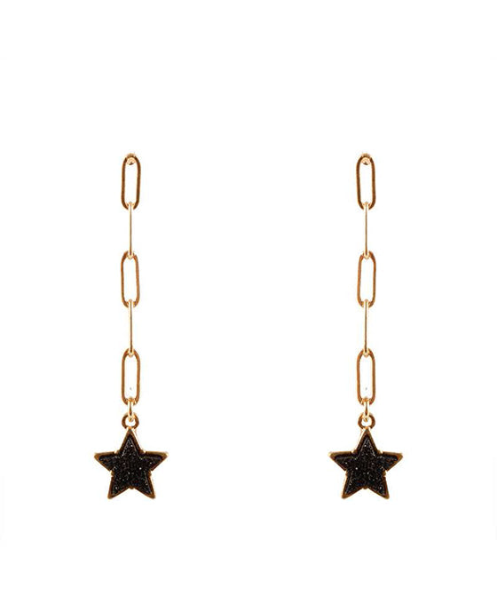 Druzy Metal Link Star Post Earring