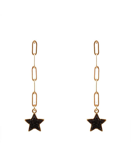 Druzy Metal Link Star Post Earring