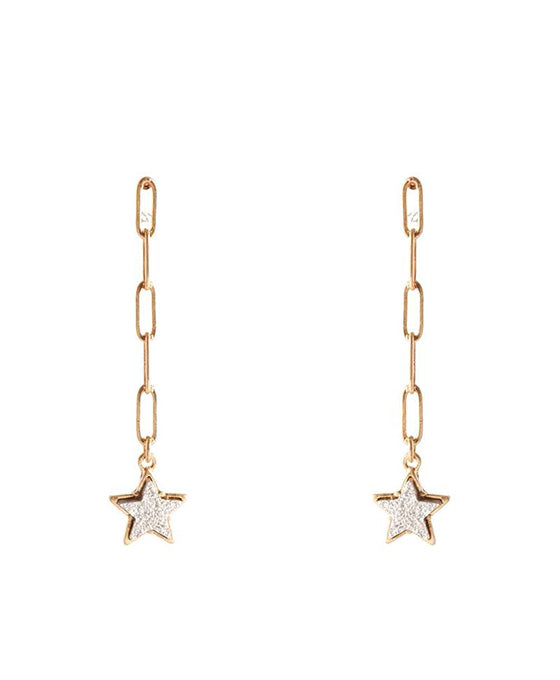 Druzy Metal Link Star Post Earring