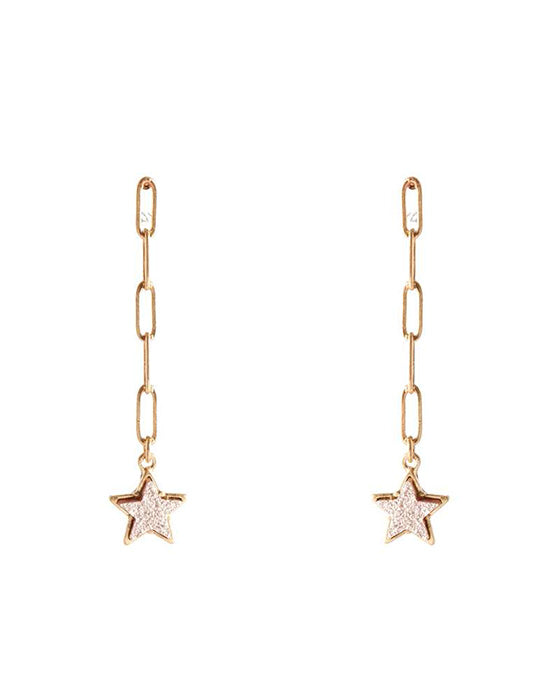 Druzy Metal Link Star Post Earring