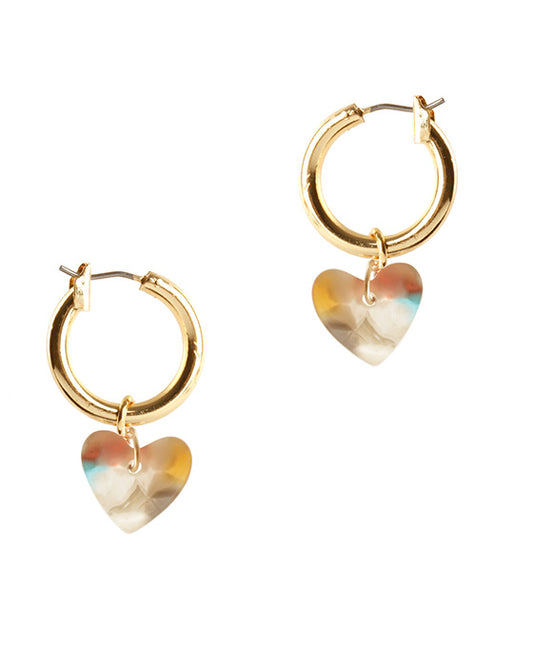 Acetate Heart Hoop Pin Catch Earring