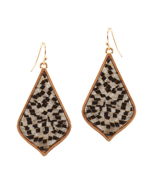Acetate Metal Plaid Earring