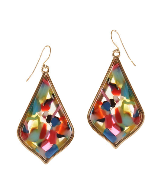 Acetate Metal Plaid Earring