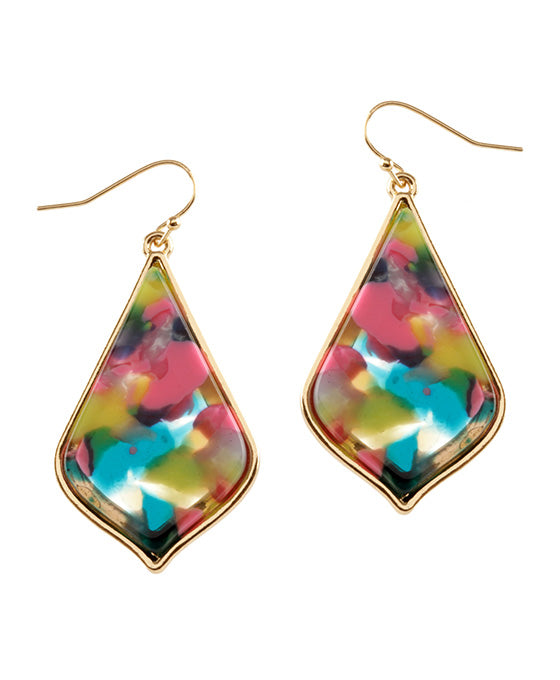 Acetate Metal Plaid Earring