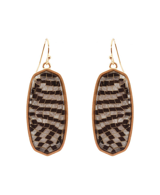 Acetate Metal Plaid Earring