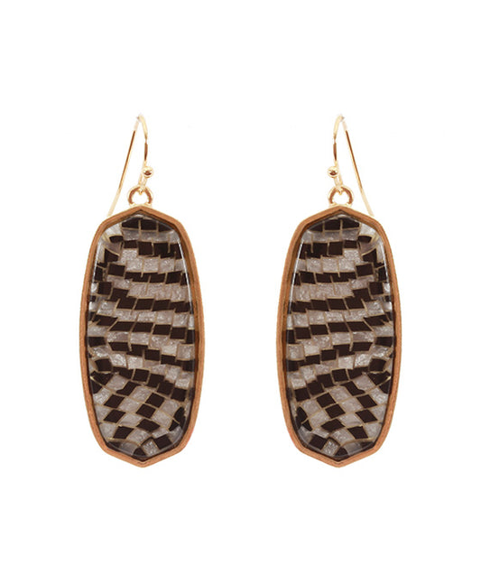 Acetate Metal Plaid Earring