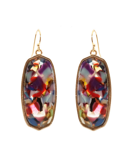 Acetate Metal Plaid Earring