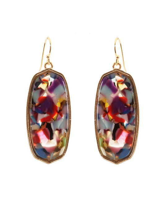 Acetate Metal Plaid Earring
