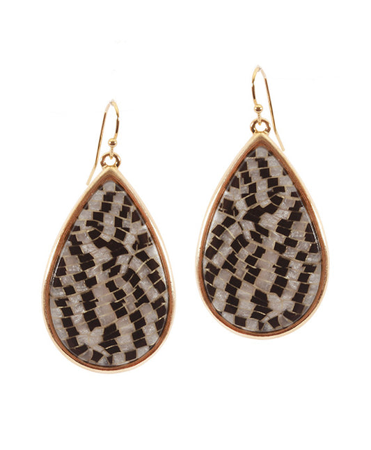 Acetate Metal Plaid Earring