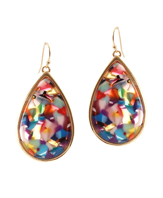 Acetate Metal Plaid Earring
