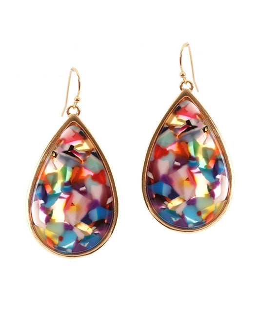 Acetate Metal Plaid Earring