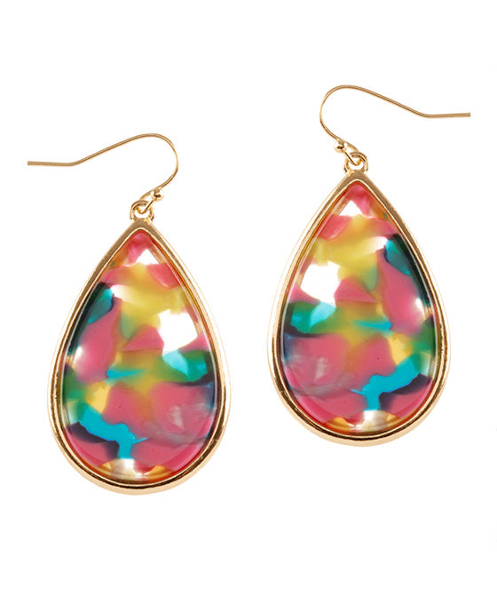 Acetate Metal Plaid Earring