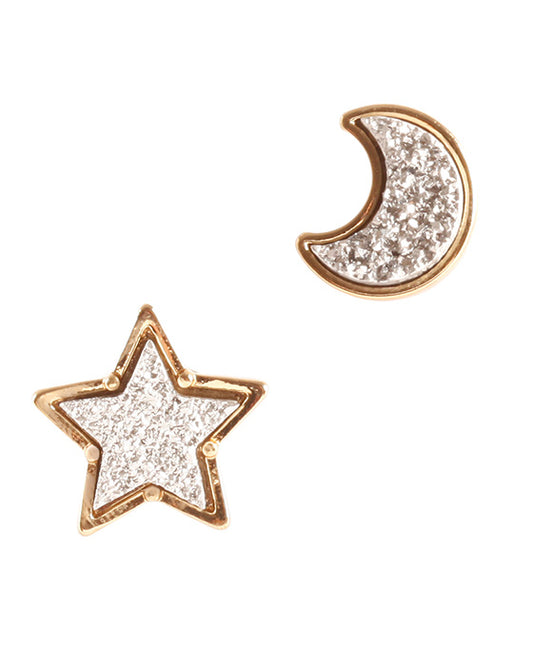 Druzy Star & Moon Post Earring