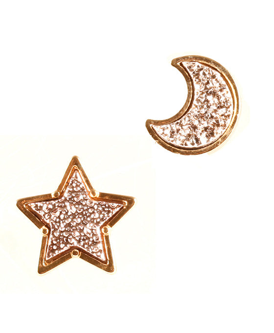 Druzy Star & Moon Post Earring