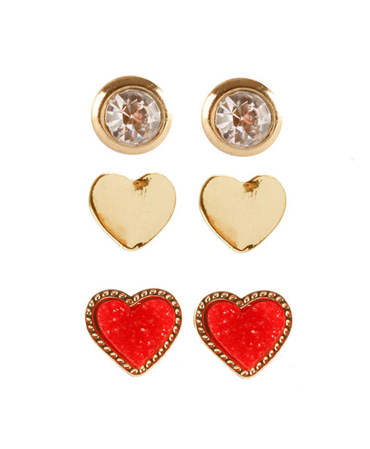 Druzy & Rhinestone 3 Pair Post Earring