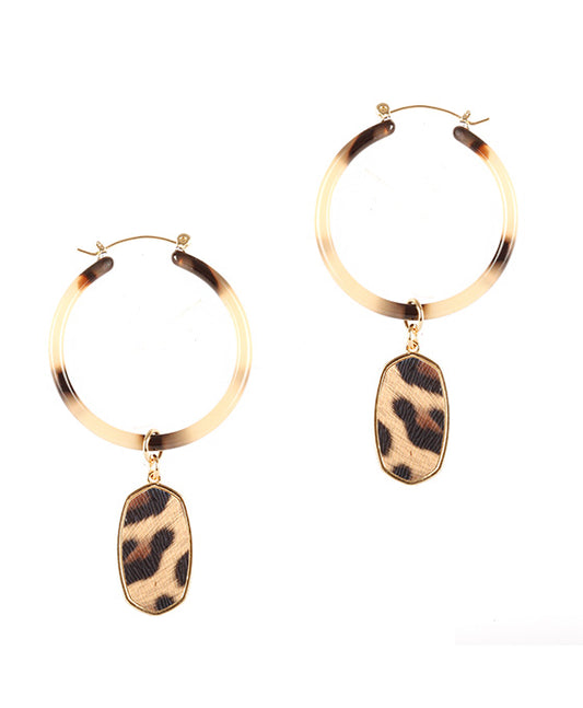 Acetate / Leather Hoop Pincatch Earring