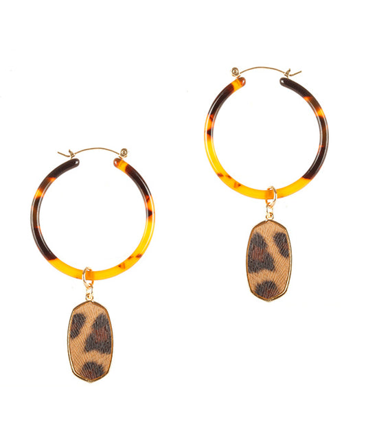 Acetate / Leather Hoop Pincatch Earring