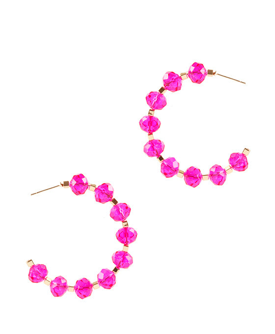 Glass Bead Metal Hoop Earring