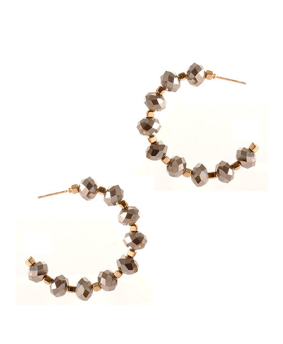 Glass Bead Metal Hoop Earring