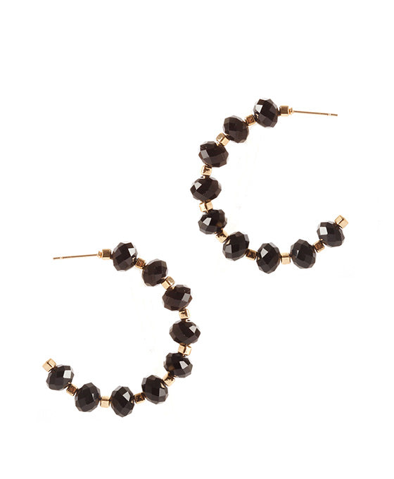 Glass Bead Metal Hoop Earring