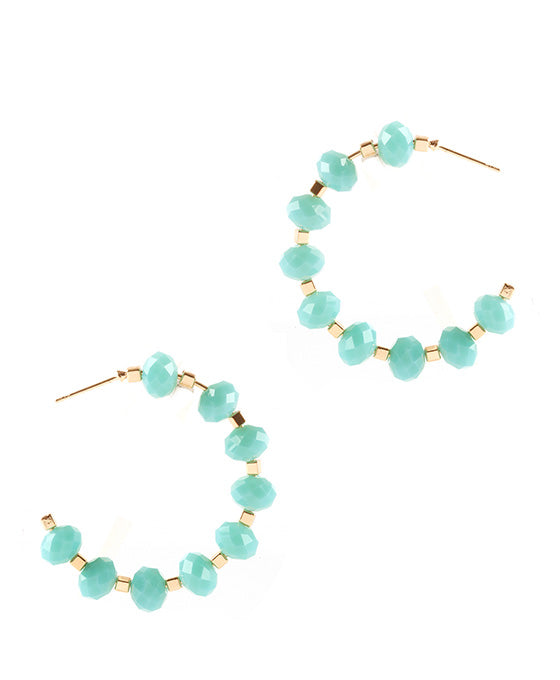 Glass Bead Metal Hoop Earring