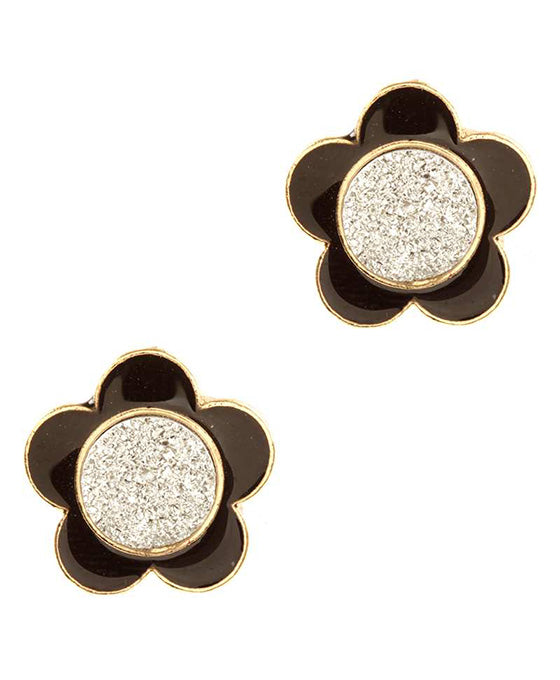 Druzy Metal Color Coating Flower Post Earring