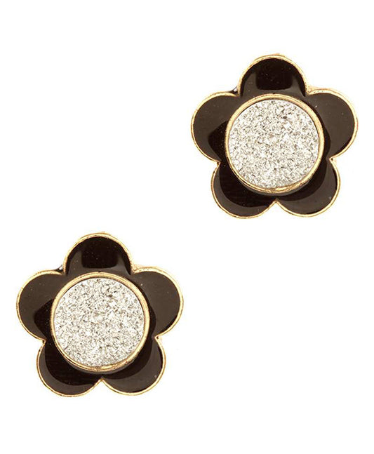 Druzy Metal Color Coating Flower Post Earring