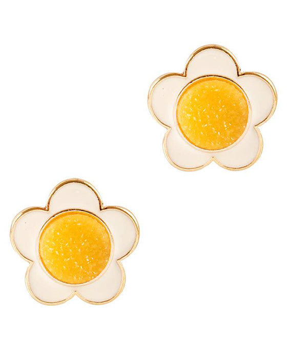 Druzy Metal Color Coating Flower Post Earring