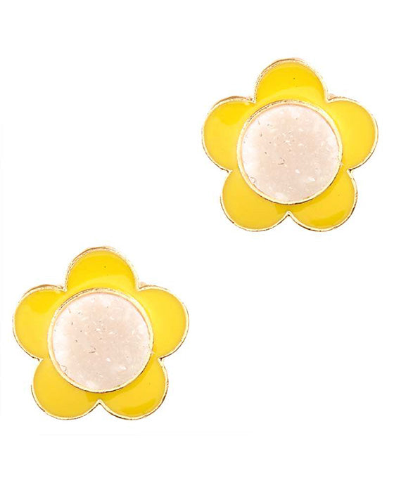 Druzy Metal Color Coating Flower Post Earring