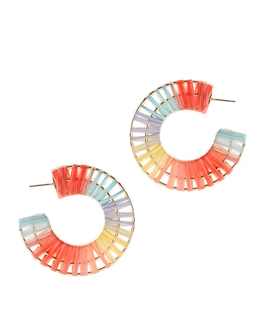 55mm Rattan Geometric Wrap Round Hoop Earring
