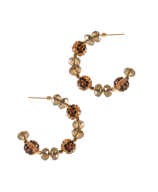 45mm Glass Bead Paveball Hoop Earring