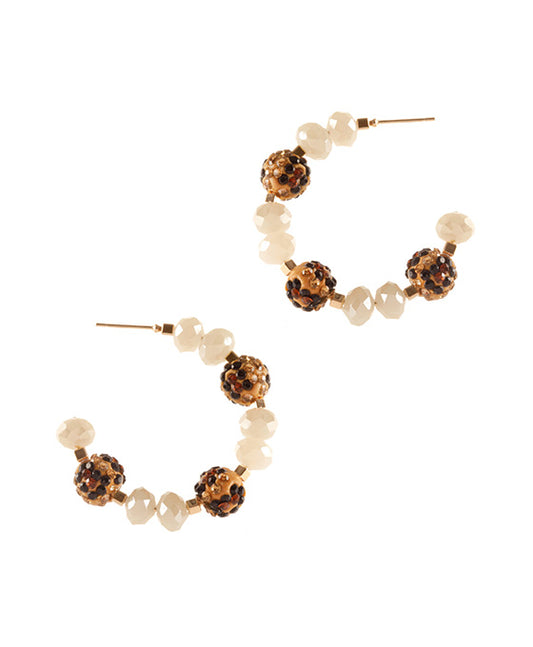 45mm Glass Bead Paveball Hoop Earring