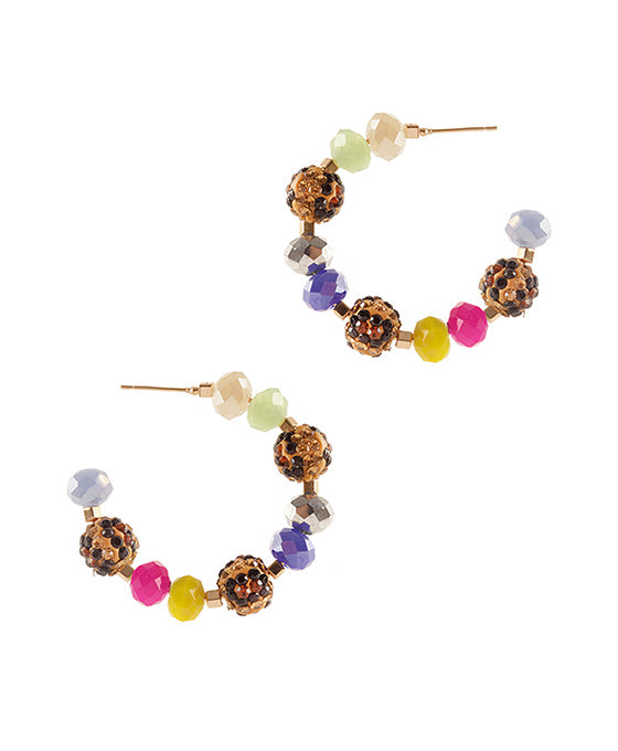 45mm Glass Bead Paveball Hoop Earring