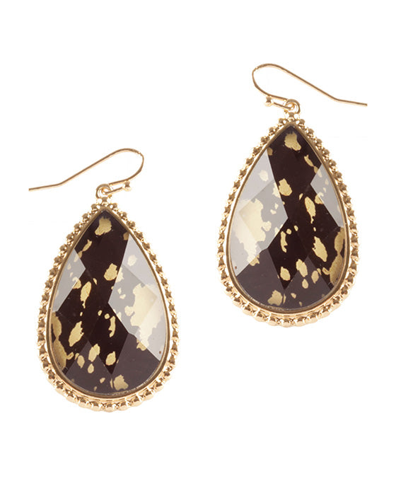 Epoxy Cowhide Teardrop Earring
