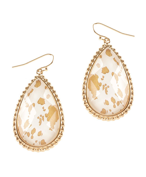 Epoxy Cowhide Teardrop Earring