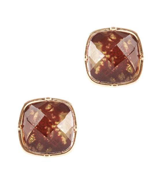 Epoxy Cowhide Square Post Earring