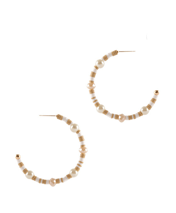 45mm Pearl Fimo Hoop Earring