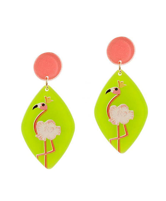 Acetate Flamingo Post Earring